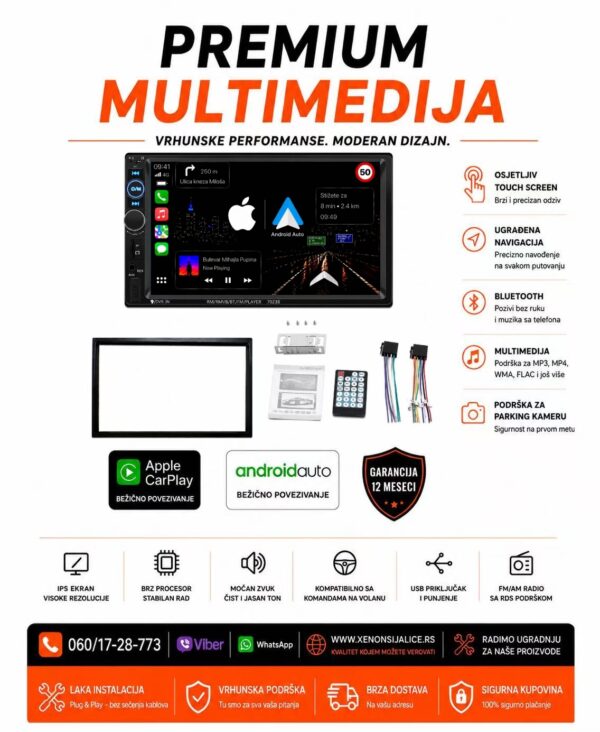 UNIVERZALNA 2 DIN MULTIMEDIJA TOUCH SCREEN 7 INCA