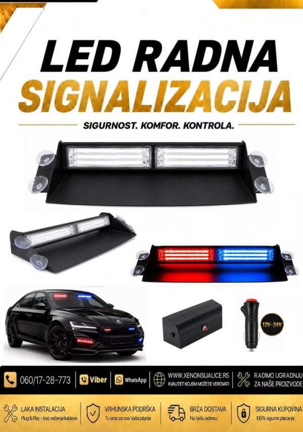 BLINKERI UGRADNI SET 26cm X 7cm CRVENO PLAVI 12v/24v