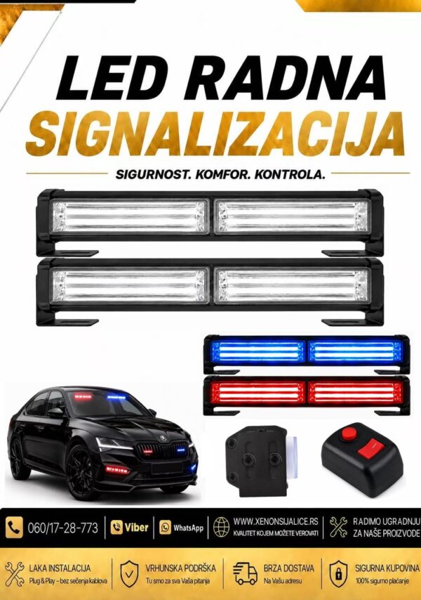 BLINKERI UGRADNI SET 32cm X 4cm CRVENO PLAVI 12v/24v
