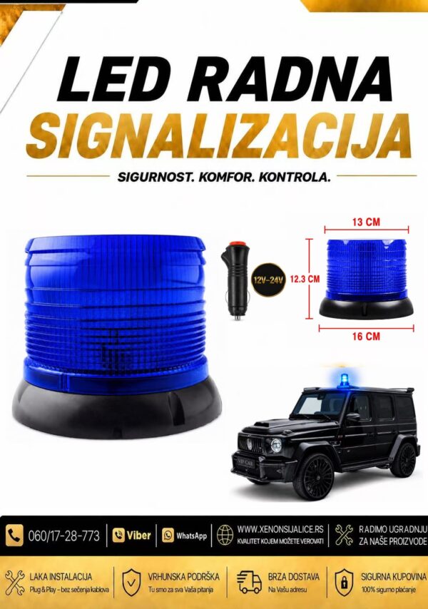 LED ROTACIJA NA MAGNET/SRAFLJENJE 123mm X 130mm PLAVA 12v/24v