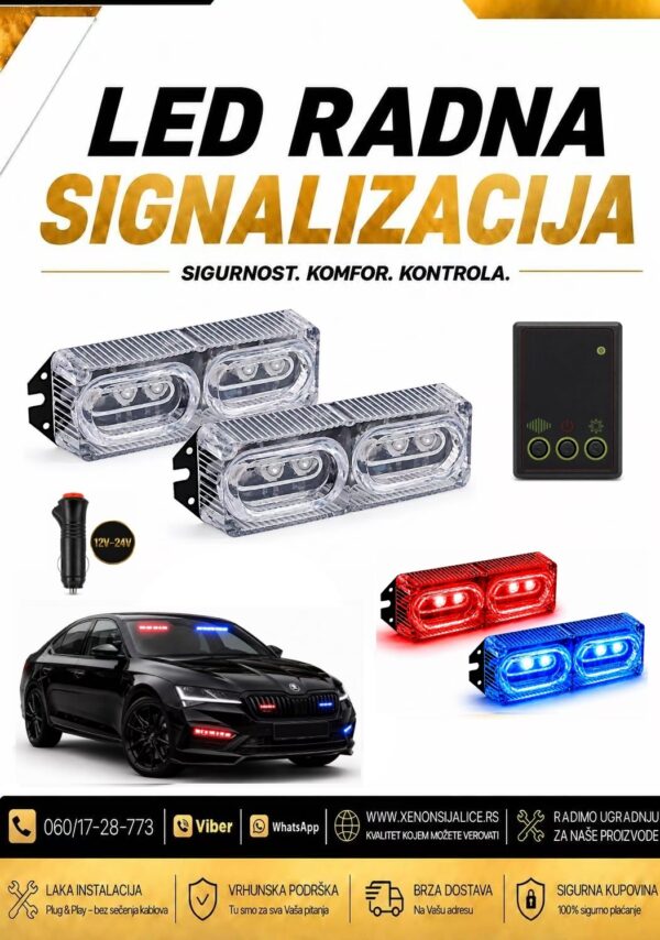 BLINKERI UGRADNI SET 7cm X 3cm CRVENO PLAVI 12v/24v