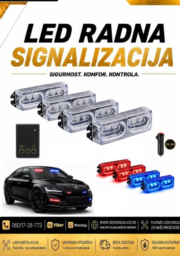 BLINKERI UGRADNI SET 7cm X 3cm CRVENO PLAVI 12v/24v