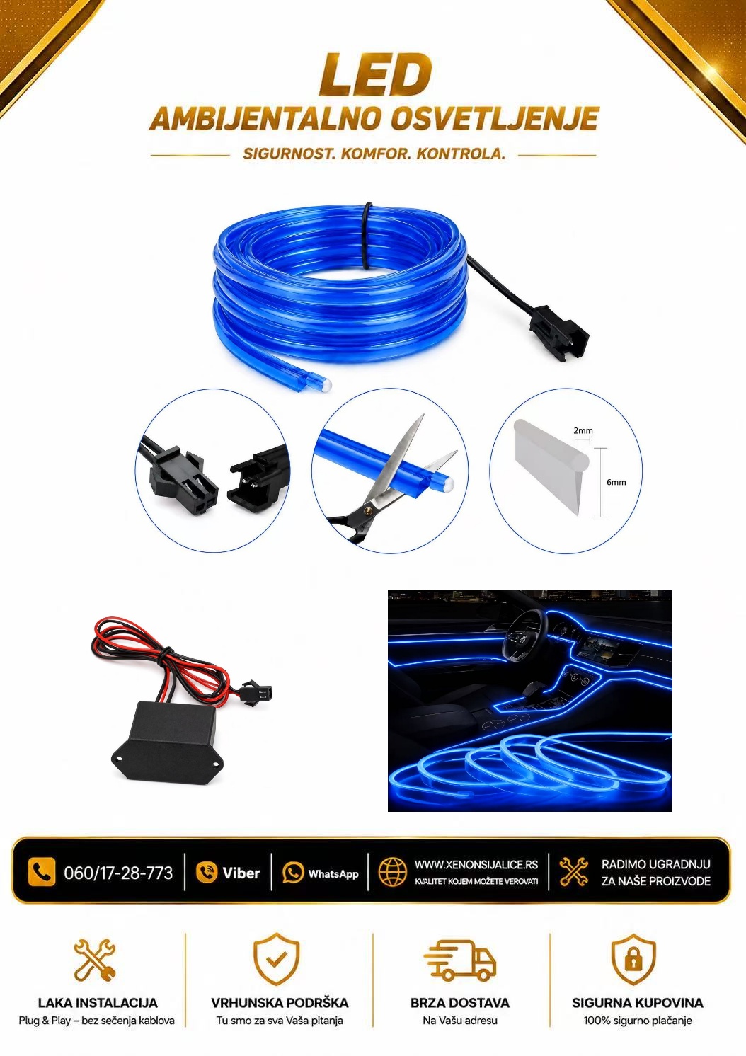 LED AMBIJENTALNA TRAKA 2M PLAVA