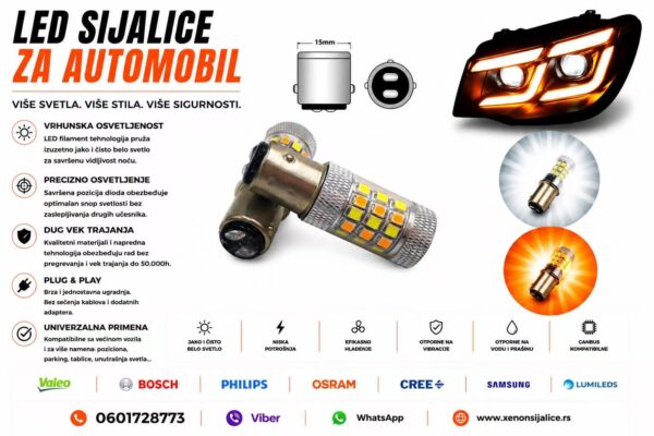 LED SIJALICE SWITCH BACK DNEVNO SVETLO I ZMIGAVAC P21/1156/BA15S NA NAVRTANJE