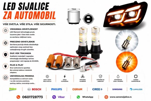 LED SIJALICE SWITCH BACK DNEVNO SVETLO I ZMIGAVAC P21/1156/BA15S NA NAVRTANJE KAN BUS