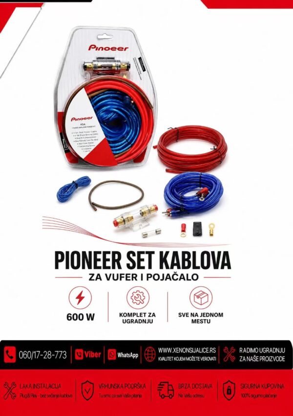 SET KABLOVA ZA VUFER I POJACALO 600W PIONEER