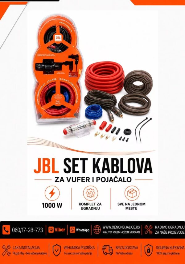 SET KABLOVA ZA VUFER I POJACALO 1000W JBL