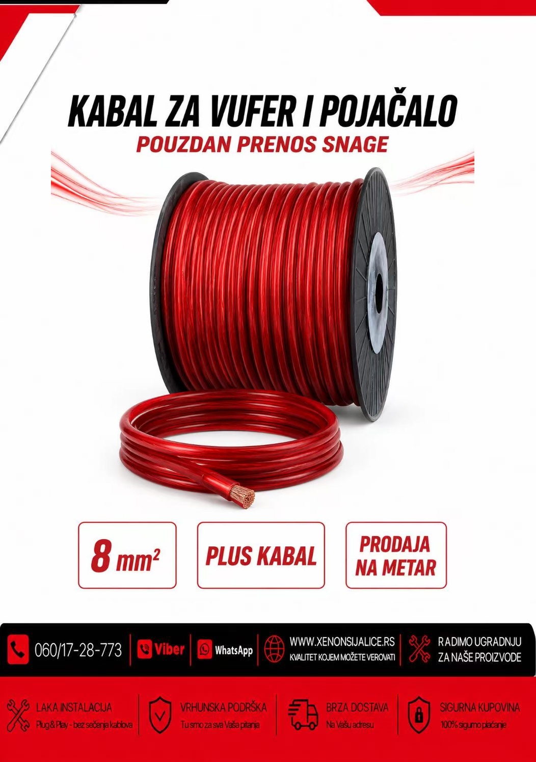 KABAL PLUS ZA POVEZIVANJE VUFERA I POJACALA 8 KVADRATA