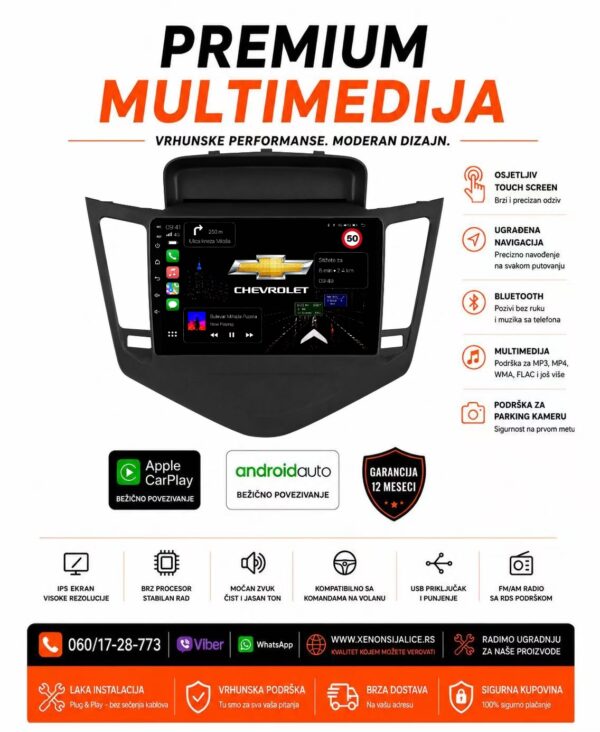CHEVROLET CRUZE MULTIMEDIJA ANDROID,CAR PLAY NAVIGACIJA TOUCH SCREEN 10 INCA