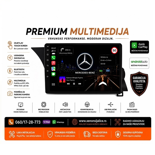 MERCEDES GLK MULTIMEDIJA ANDROID,CAR PLAY NAVIGACIJA TOUCH SCREEN 10 INCA