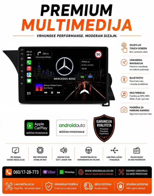 MERCEDES GLK MULTIMEDIJA ANDROID,CAR PLAY NAVIGACIJA TOUCH SCREEN 10 INCA