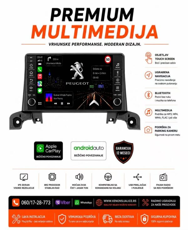 PEUGEOT 308 NOVI TIP MULTIMEDIJA ANDROID,CAR PLAY NAVIGACIJA TOUCH SCREEN 10 INCA