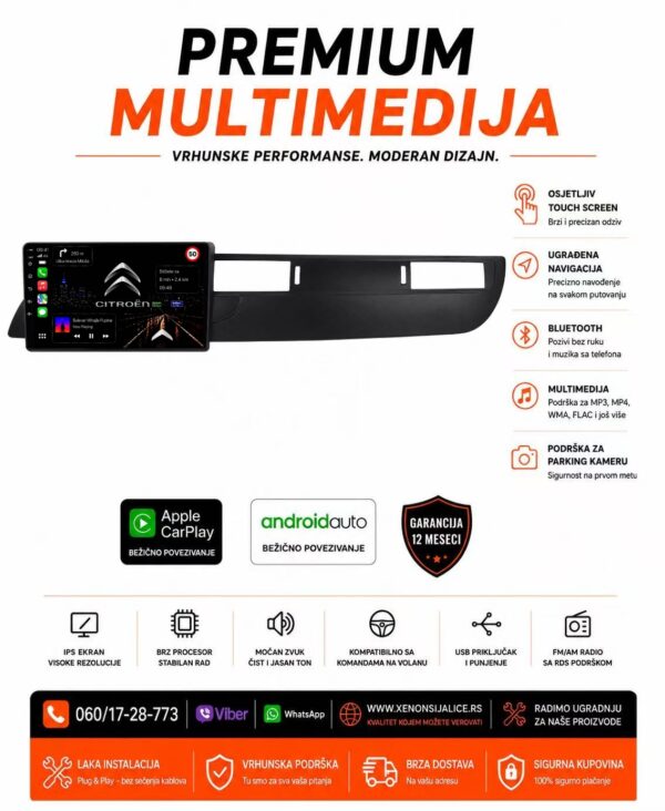 CITROEN C5 MULTIMEDIJA ANDROID,CAR PLAY NAVIGACIJA TOUCH SCREEN 10 INCA