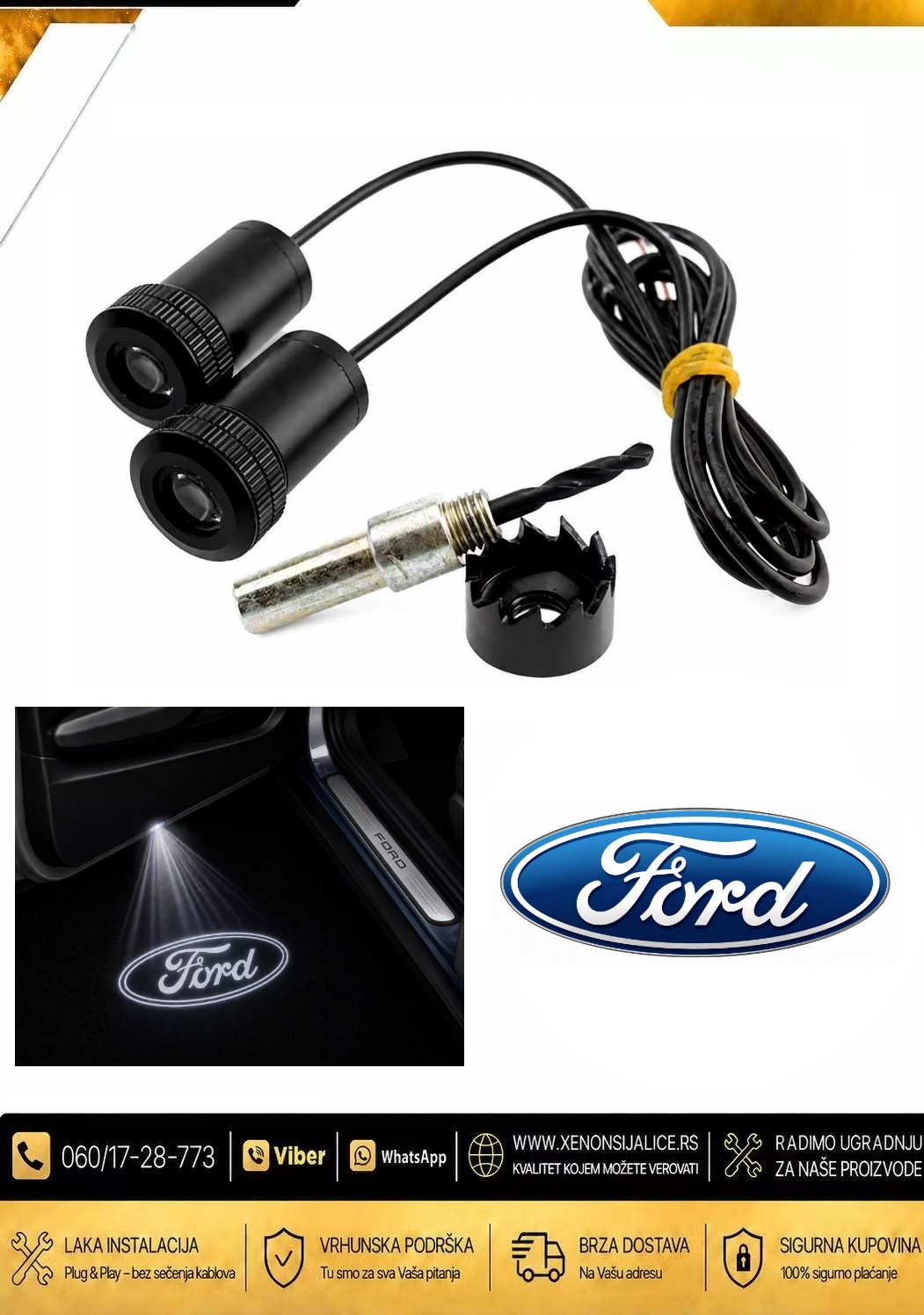 LED LOGO PROJEKTORI U VRATIMA SET 2 KOMADA FORD