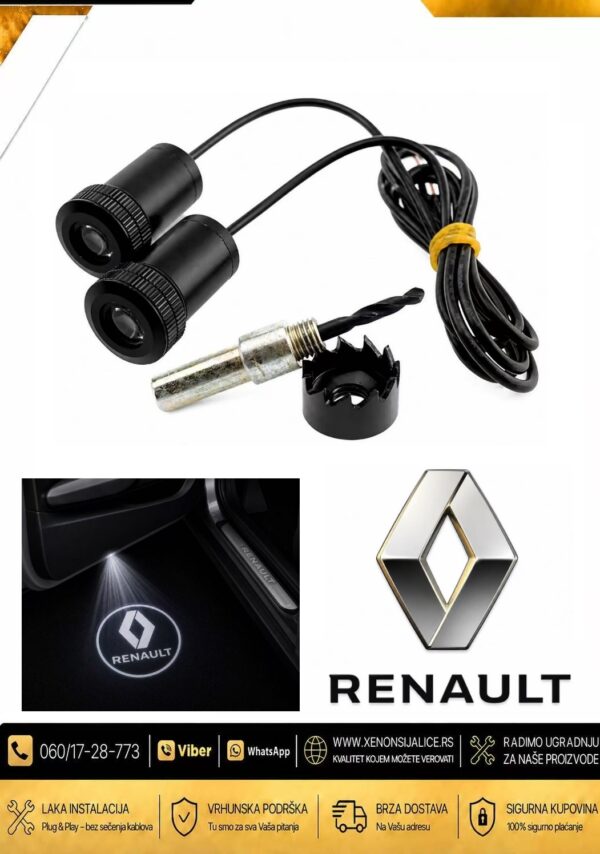 LED LOGO PROJEKTORI U VRATIMA SET 2 KOMADA RENAULT