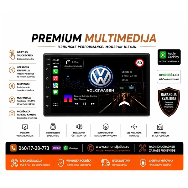 VW MULTIMEDIJA NAVIGACIJA TOUCH SCREEN 7 INCA ANDROID,CAR PLAY
