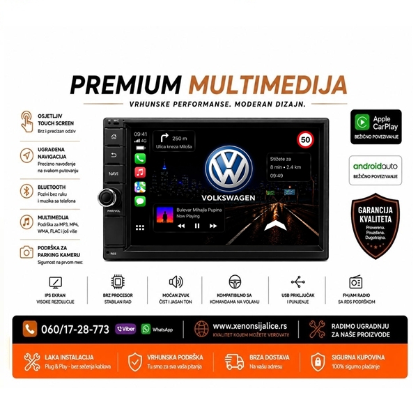 VW MULTIMEDIJA NAVIGACIJA TOUCH SCREEN 7 INCA ANDROID,CAR PLAY