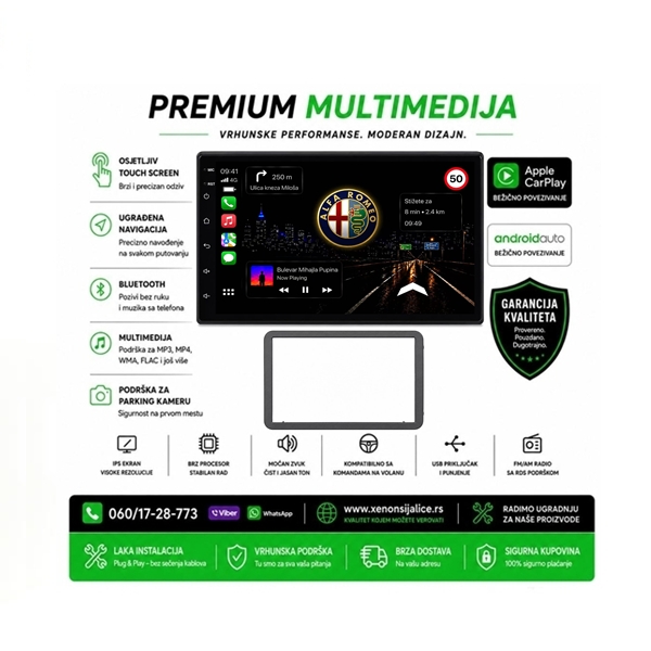 ALFA ROMEO 159,BRERA,SPIDER MULTIMEDIJA ANDROID,CAR PLAY NAVIGACIJA TOUCH SCREEN 7 INCA