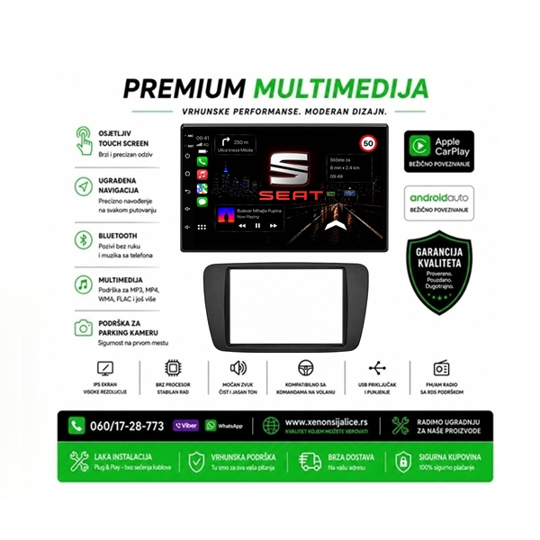 SEAT IBIZA MULTIMEDIJA ANDROID,CAR PLAY NAVIGACIJA TOUCH SCREEN 7 INCA