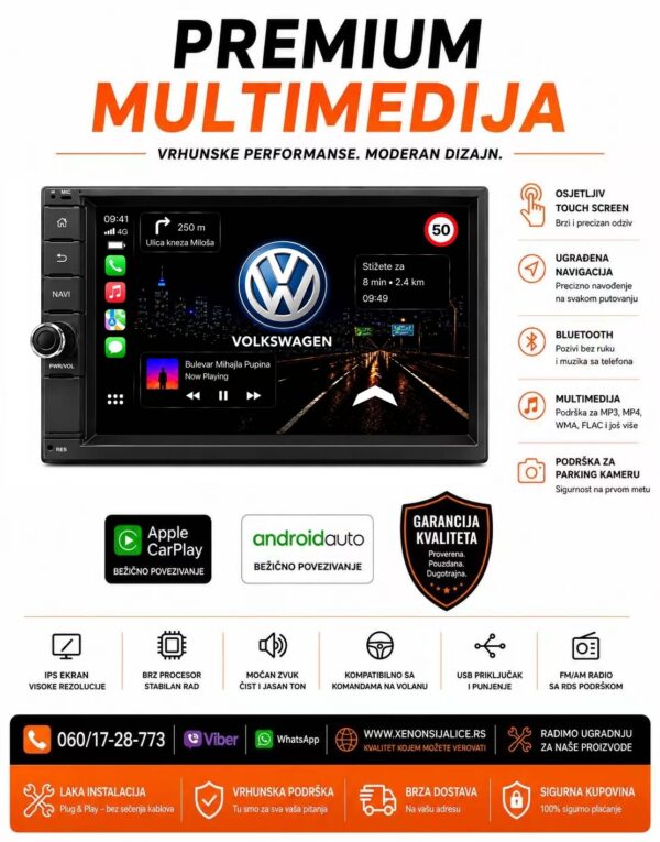 VW MULTIMEDIJA NAVIGACIJA TOUCH SCREEN 7 INCA ANDROID,CAR PLAY