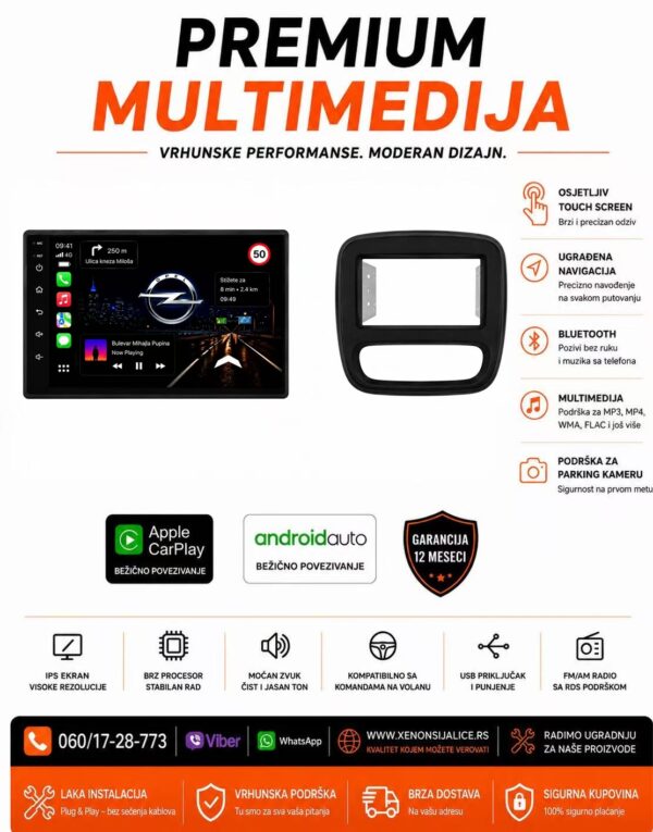 OPEL VIVARO MULTIMEDIJA ANDROID,CAR PLAY NAVIGACIJA TOUCH SCREEN 7 INCA