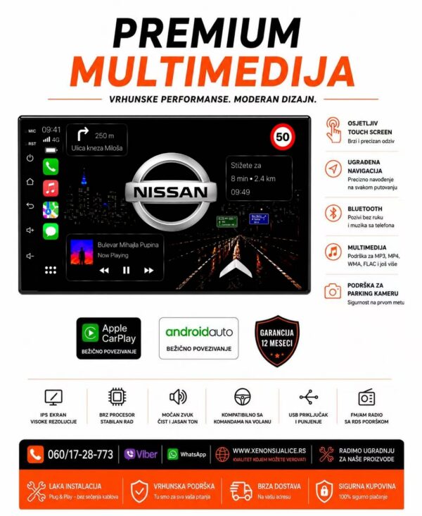 NISSAN MULTIMEDIJA ANDROID,CAR PLAY NAVIGACIJA TOUCH SCREEN 7 INCA
