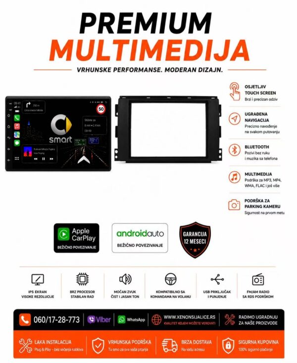 SMART MULTIMEDIJA ANDROID,CAR PLAY NAVIGACIJA TOUCH SCREEN 7 INCA