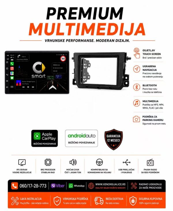 SMART MULTIMEDIJA ANDROID,CAR PLAY NAVIGACIJA TOUCH SCREEN 7 INCA