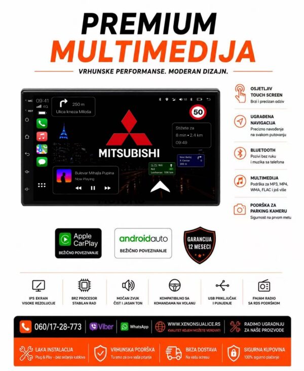 MITSUBISHI PAJERO MULTIMEDIJA ANDROID,CAR PLAY NAVIGACIJA TOUCH SCREEN 7 INCA