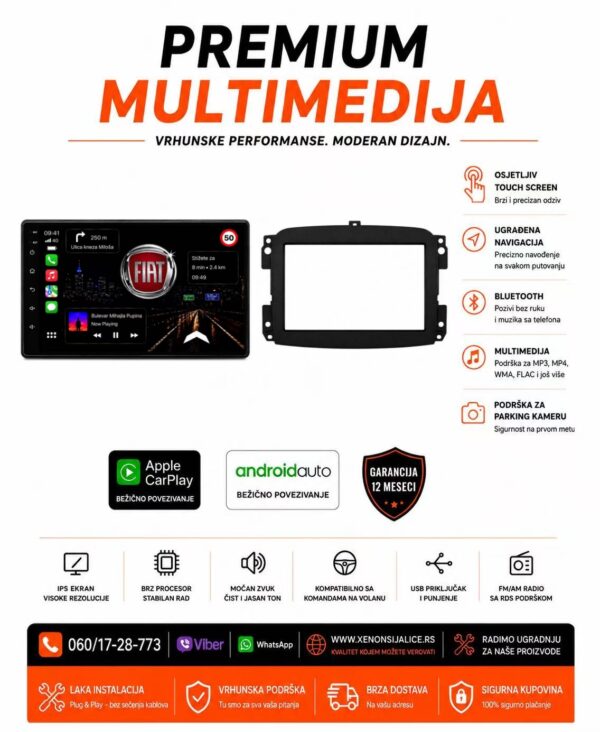 FIAT 500L MULTIMEDIJA ANDROID,CAR PLAY NAVIGACIJA TOUCH SCREEN 7 INCA