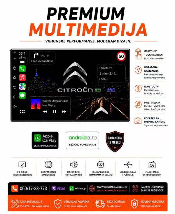CITROEN C3,BERLINGO MULTIMEDIJA ANDROID,CAR PLAY NAVIGACIJA TOUCH SCREEN 7 INCA