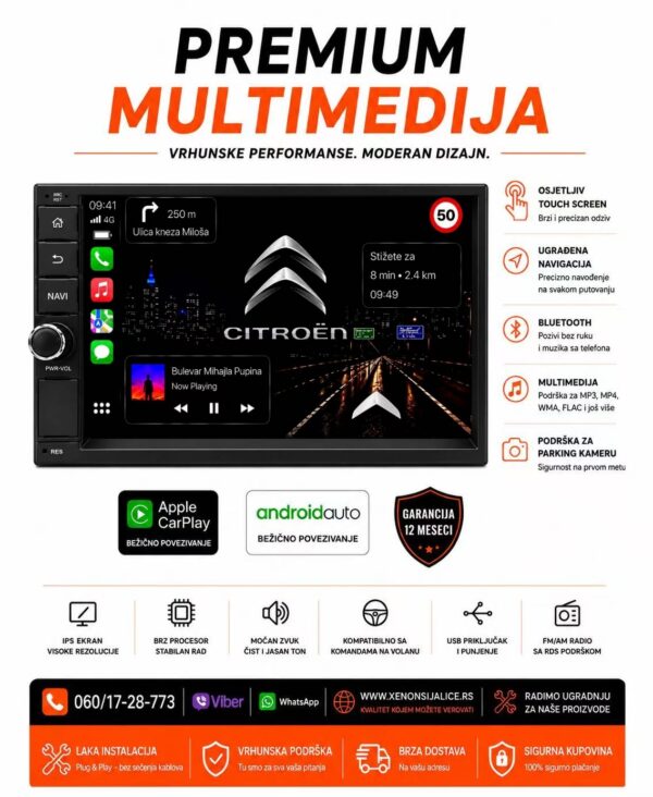 CITROEN C3,BERLINGO MULTIMEDIJA ANDROID,CAR PLAY NAVIGACIJA TOUCH SCREEN 7 INCA