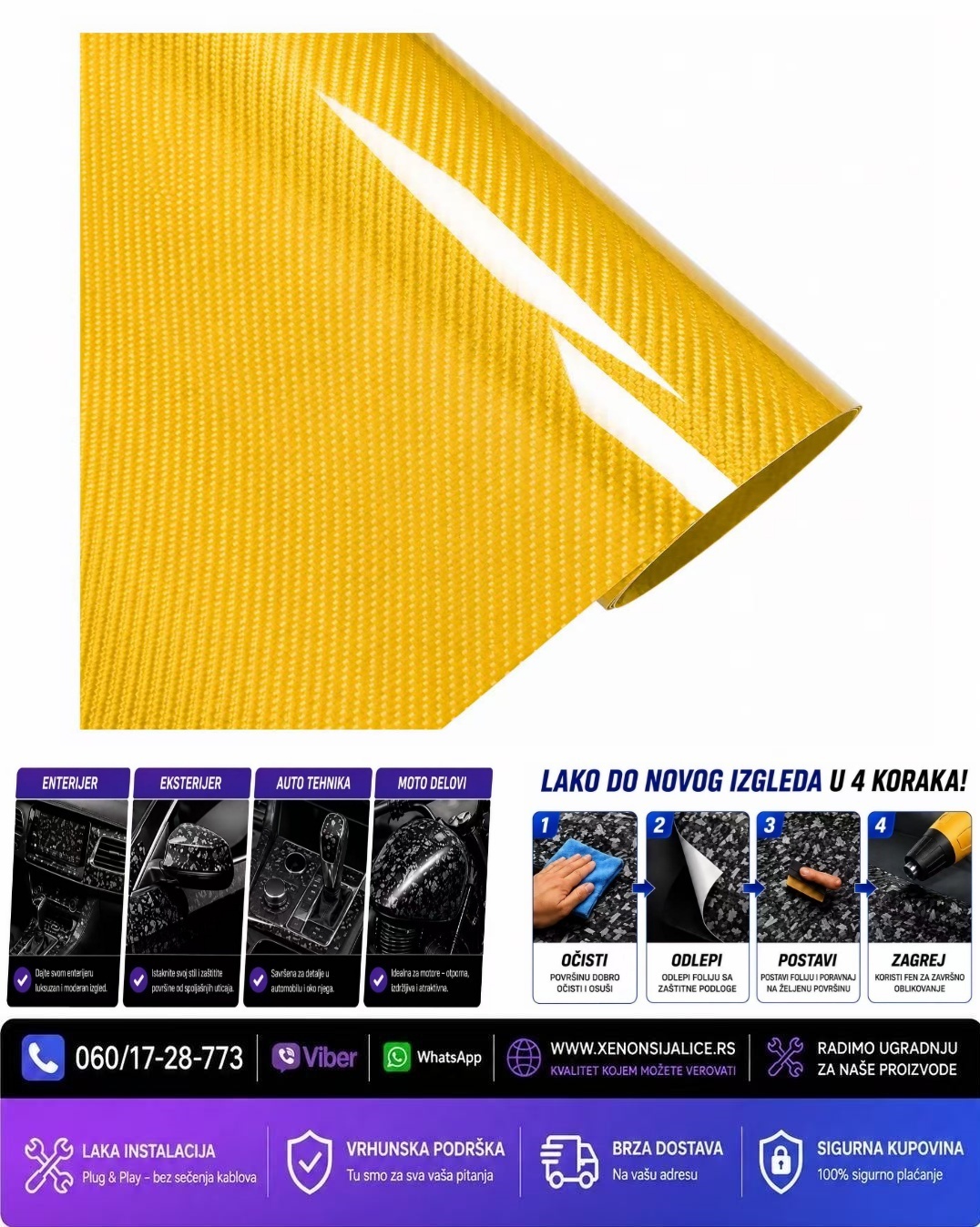 KARBON/CARBON FOLIJA 5D ZUTA
