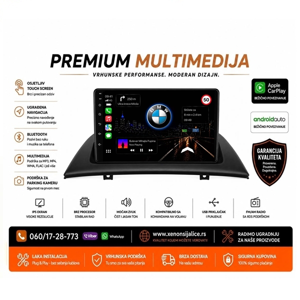BMW X3 ANDROID,CAR PLAY MULTIMEDIJA NAVIGACIJA TOUCH SCREEN 10 INCA