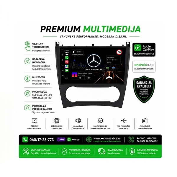 MERCEDES C KLASA MULTIMEDIJA ANDROID,CAR PLAY NAVIGACIJA TOUCH SCREEN 10 INCA