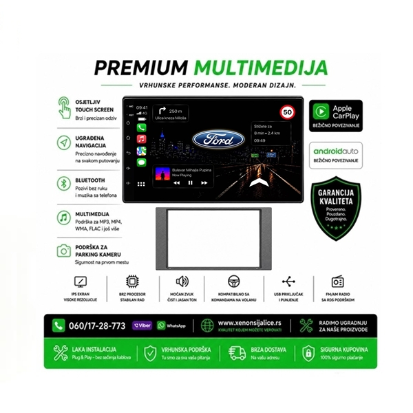 FORD MULTIMEDIJA ANDROID,CAR PLAY NAVIGACIJA TOUCH SCREEN 7 INCA