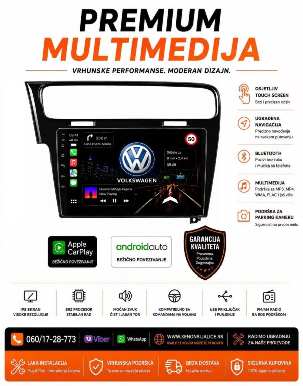 VW GOLF 7 MULTIMEDIJA NAVIGACIJA TOUCH SCREEN 10 INCA ANDROID,CAR PLAY