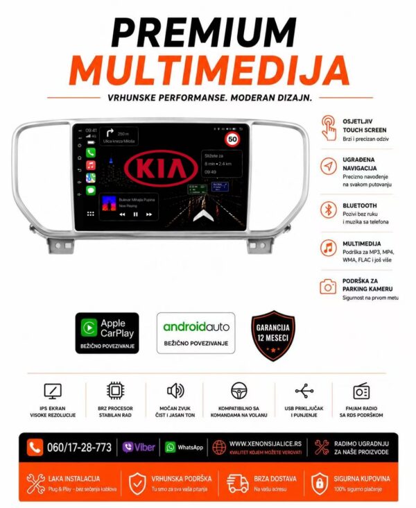KIA SPORTAGE NOVI TIP MULTIMEDIJA ANDROID,CAR PLAY NAVIGACIJA TOUCH SCREEN 10 INCA