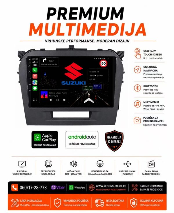 SUZUKI VITARA NOVI TIP MULTIMEDIJA ANDROID,CAR PLAY NAVIGACIJA TOUCH SCREEN 10 INCA