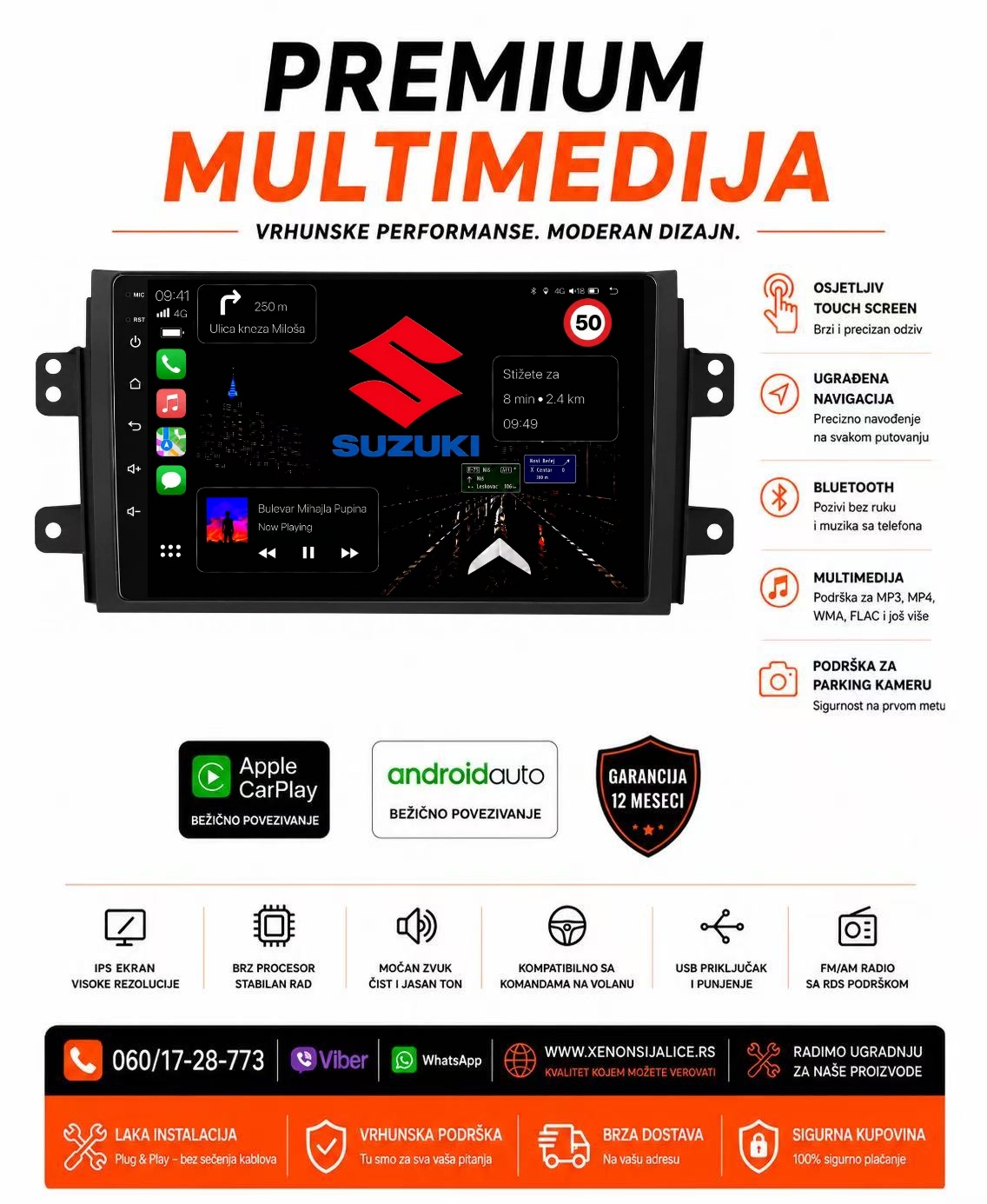 SUZUKI SX4 MULTIMEDIJA ANDROID,CAR PLAY NAVIGACIJA TOUCH SCREEN 10 INCA