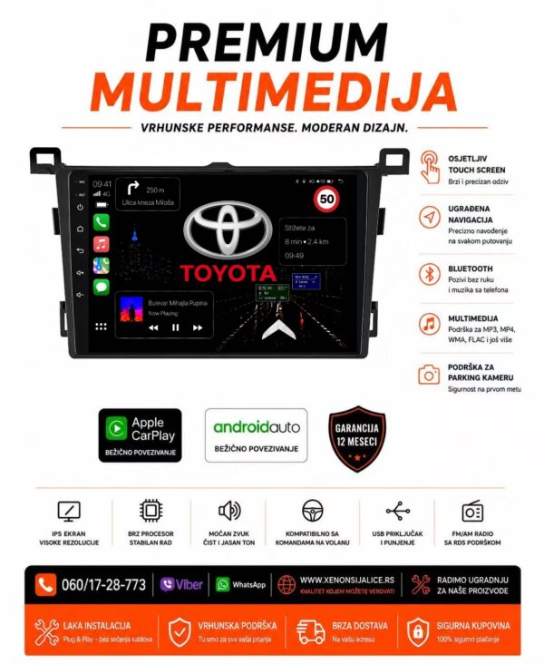 TOYOTA RAV 4 NOVI TIP MULTIMEDIJA ANDROID,CAR PLAY NAVIGACIJA TOUCH SCREEN 10 INCA