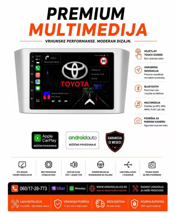 TOYOTA AVENSIS MULTIMEDIJA ANDROID,CAR PLAY NAVIGACIJA TOUCH SCREEN 7 INCA