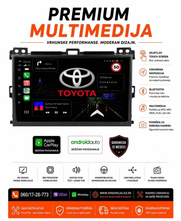 TOYOTA LAND CRUISER MULTIMEDIJA ANDROID,CAR PLAY NAVIGACIJA TOUCH SCREEN 10 INCA