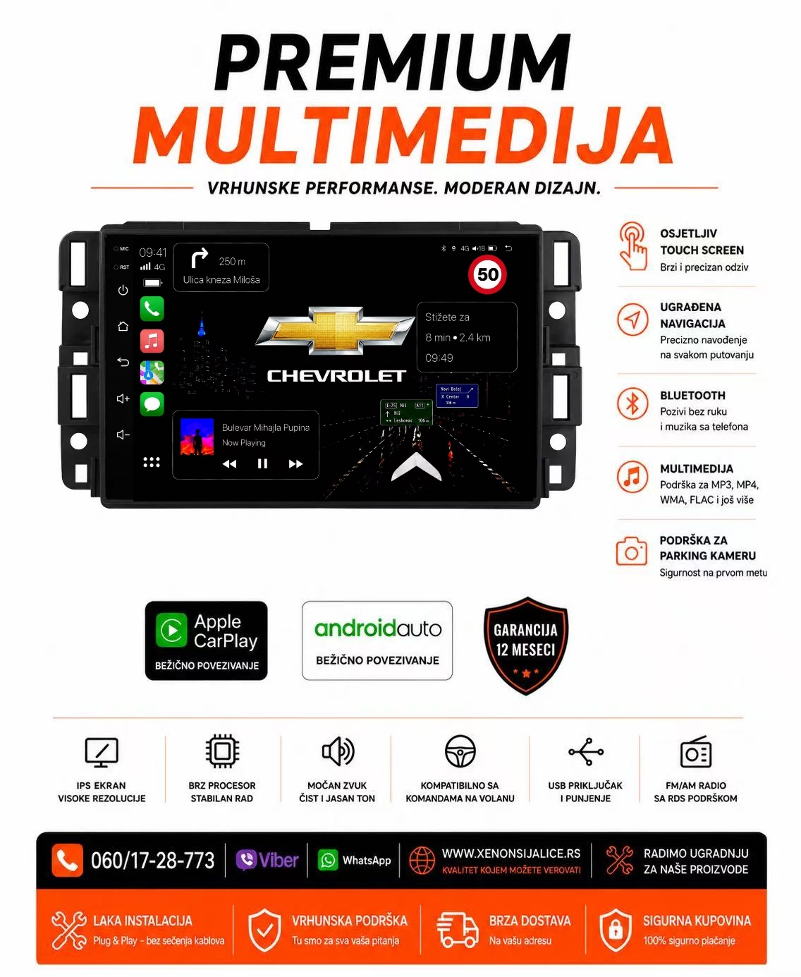 CHEVROLET CAPTIVA,EPICA MULTIMEDIJA ANDROID,CAR PLAY NAVIGACIJA TOUCH SCREEN 7 INCA