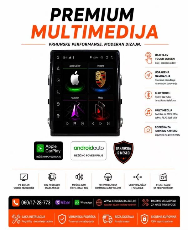 PORSCHE CAYENNE MULTIMEDIJA NAVIGACIJA TOUCH SCREEN 10 INCA ANDROID,CAR PLAY TESLA STYLE