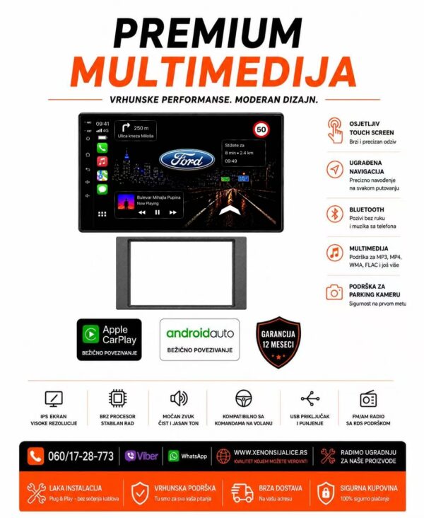 FORD MULTIMEDIJA ANDROID,CAR PLAY NAVIGACIJA TOUCH SCREEN 7 INCA