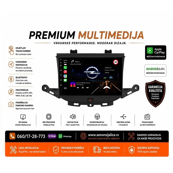 OPEL ASTRA K MULTIMEDIJA ANDROID,CAR PLAY NAVIGACIJA TOUCH SCREEN 10 INCA