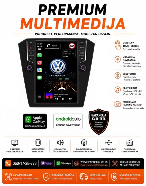 VW PASAT B8 MULTIMEDIJA NAVIGACIJA TOUCH SCREEN 10 INCA TESLA STYLE ANDROID,CAR PLAY