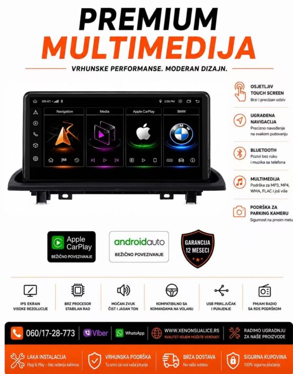 BMW X5 F15,X6 F16 ANDROID,CAR PLAY MULTIMEDIJA NAVIGACIJA TOUCH SCREEN 10 INCA