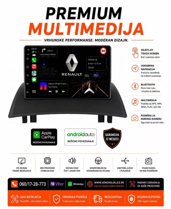 RENAULT MEGANE 2 MULTIMEDIJA ANDROID,CAR PLAY NAVIGACIJA TOUCH SCREEN 10 INCA